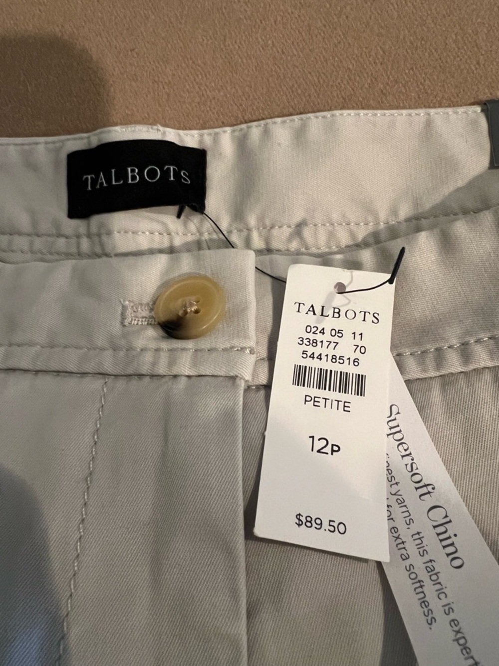 Talbots Beige Chino Pants - Straight Leg - Picture 2 of 3